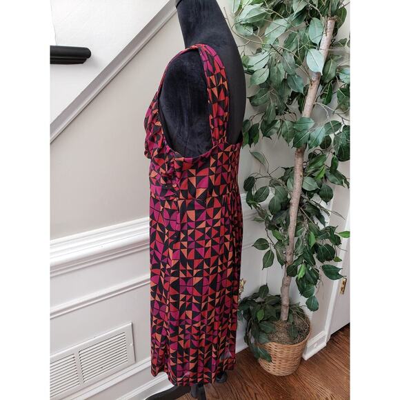 APT.9 Flared Dress Women Large Multi Geometric Print Pleated Skirt Surplice Neck - Picture 13 of 13